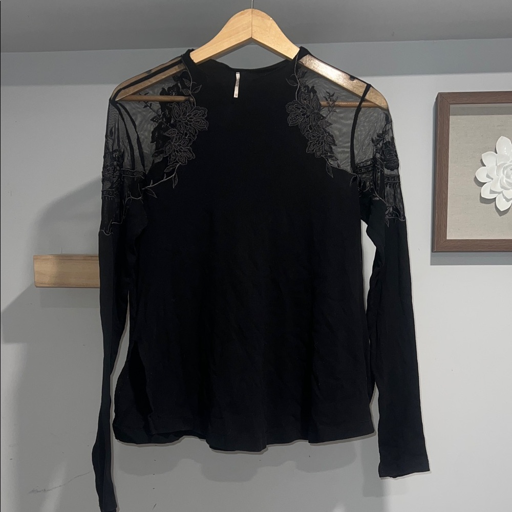 Free people black lace Daniella top
